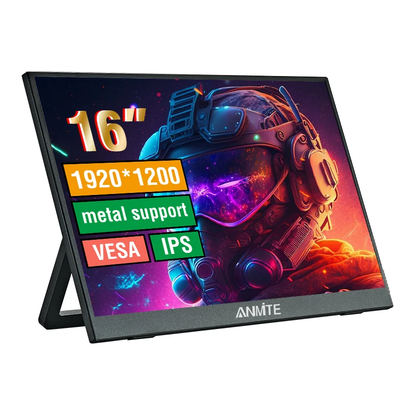 Anmite 16-Zoll tragbarer Touch-Monitor, berührungslos, optional 1200P HDR 16:10 für XBox PS4/5 Switch Handy PC