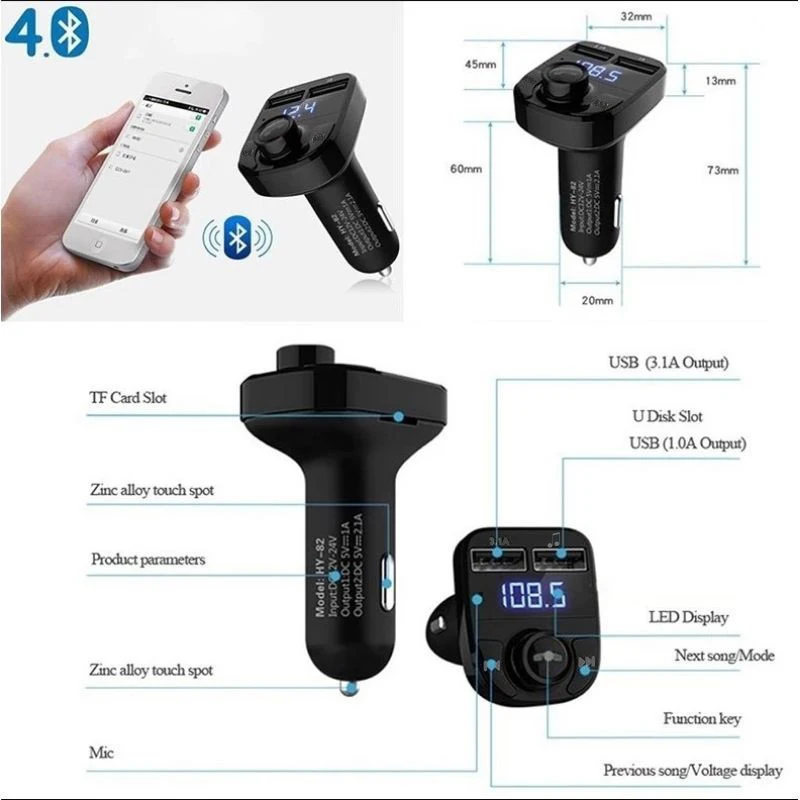 Bluetooth FM-Transmitter für Auto, Freisprechanlage, Radioempfänger – Bild 6