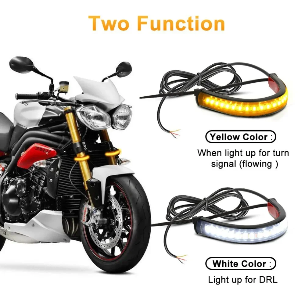 12V LED Motorrad Blinker Licht & DRL Bernstein Weiß Moto Blink Ring – Bild 3