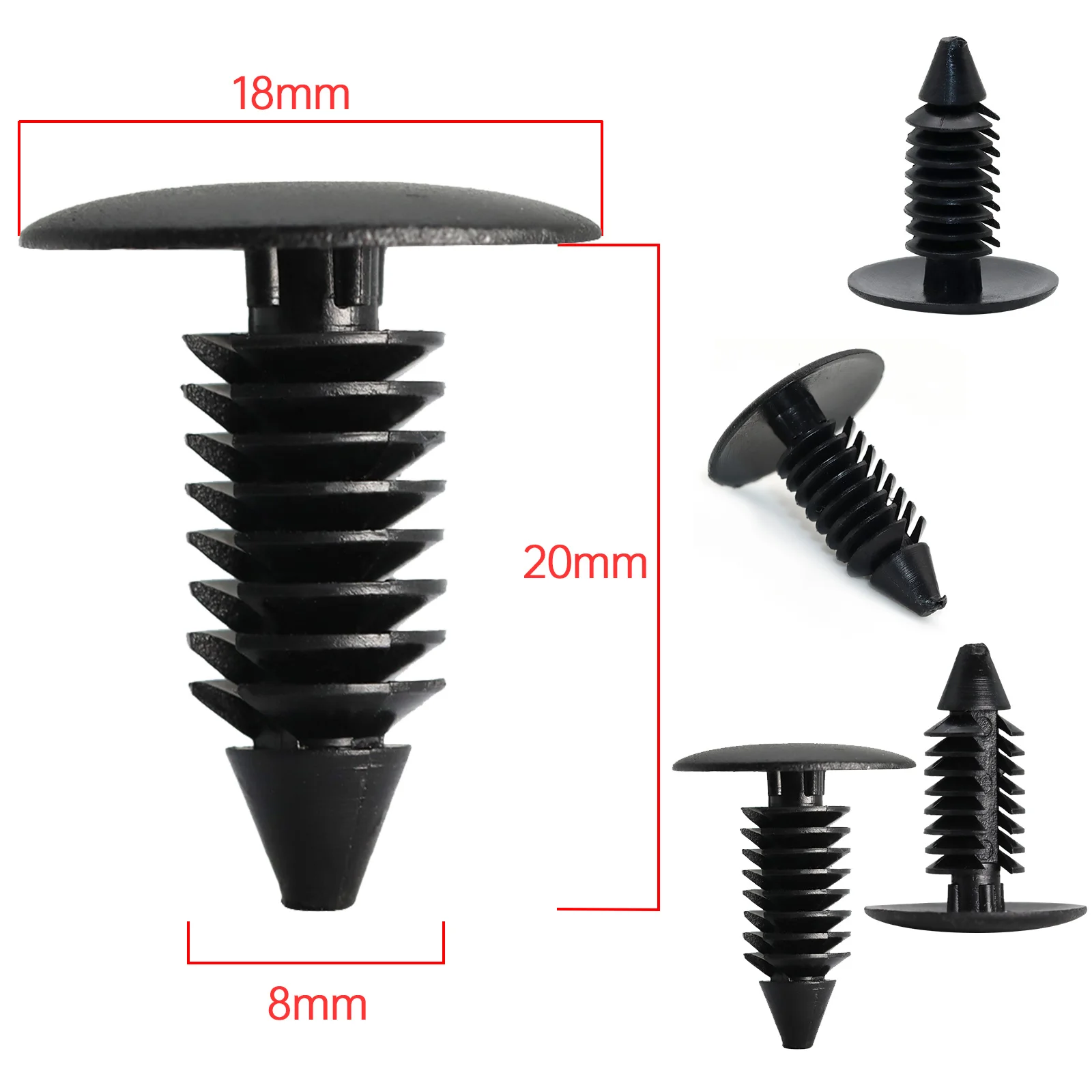 8MM Auto-Befestigungsclips Universelle Kunststoff-Clips (100 Stück) – Bild 6