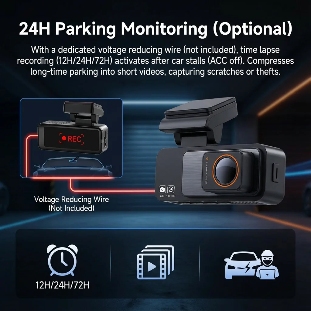 4K Ultra HD 3840*2160P Dashcam mit zwei Kameras, WLAN, Nachtsicht – Bild 5