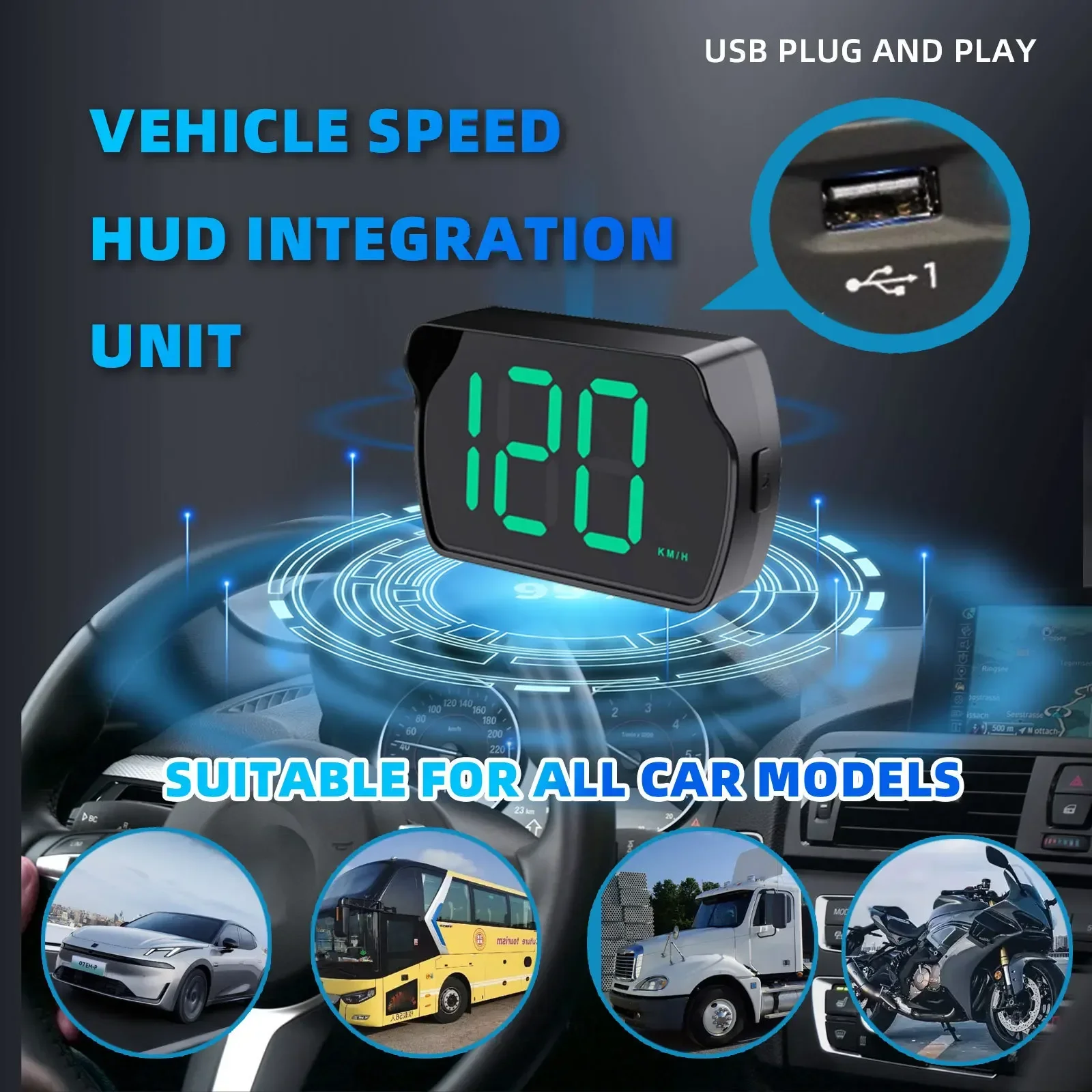Universal Auto HUD Head Up Display GPS Hud Digital Tacho Große Schrift – Bild 2