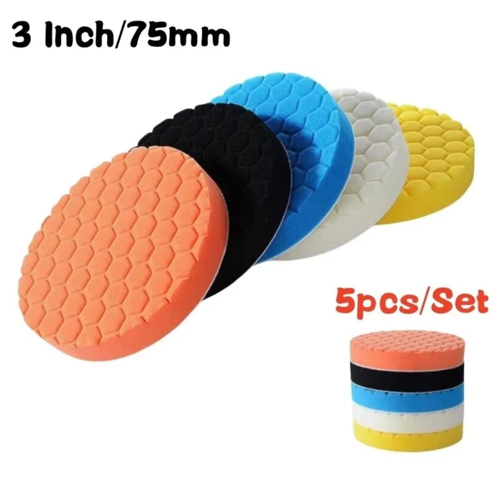 Set 3/4/5/6/7 Zoll Auto-Polierpads, Wiederverwendbare Runde Auto-Polierpads, Selbstklebende Polier (5 Stück)