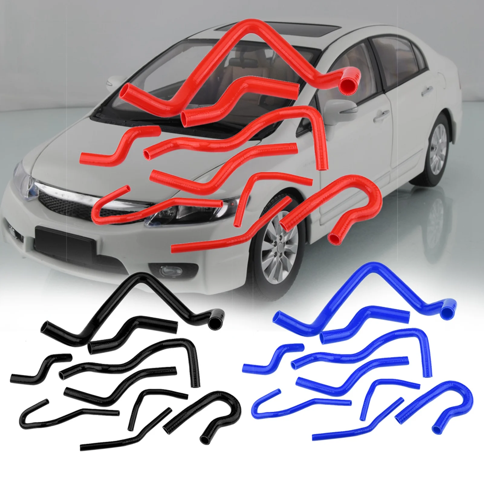 Rot silikon auto kühler schlauch kit für civic d15 d16 sohc (9 Stück) – Bild 5