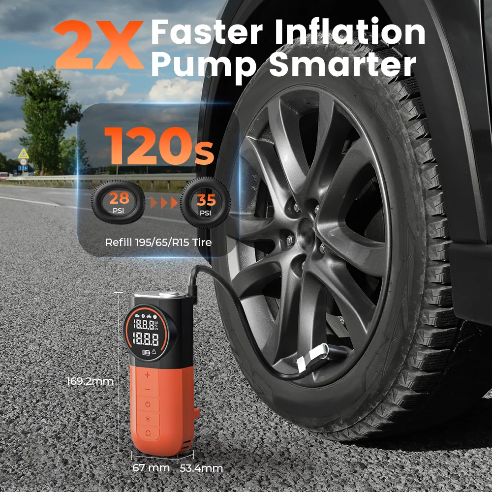 ETENWOLF S1 Tragbarer Reifenfüller 5200mAh 20L/Min Auto-Luftkompressor – Bild 5