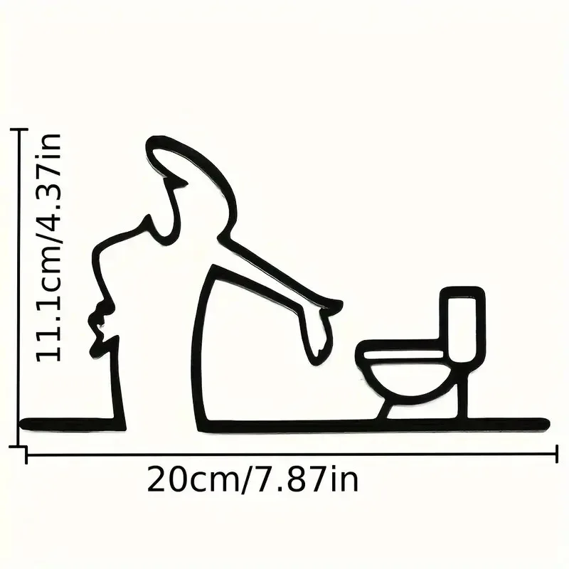 Moderne Metall Wand Dekor Badezimmer Wohnzimmer Zeichen 2D flache schwarze Rahmen Wand Kunst selbstklebende WC