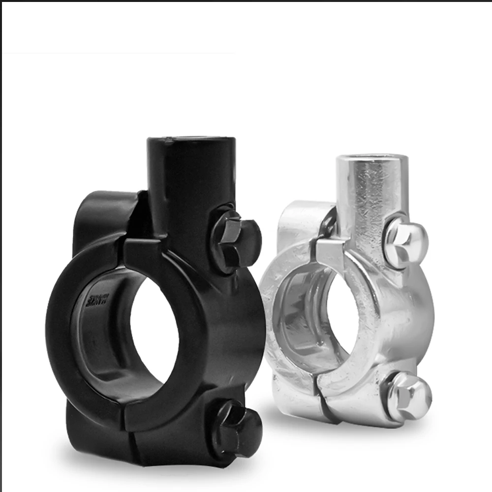 Motorrad Zubehör Schwarz Silber Spiegel Halterung Clamp (2 Stück) – Bild 3