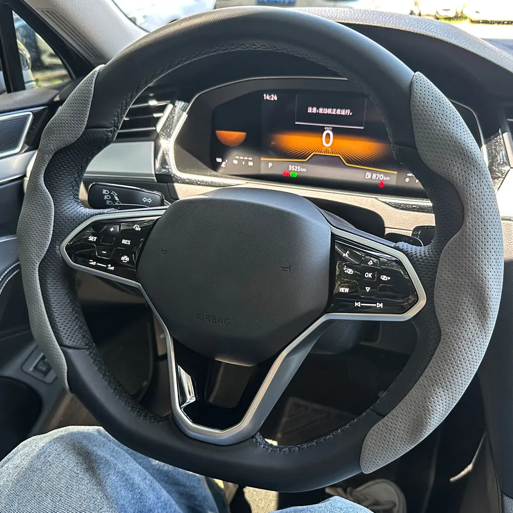 Universal D-förmigen Runde Auto Lenkrad Abdeckung Belüftung loch Leder – Bild 6
