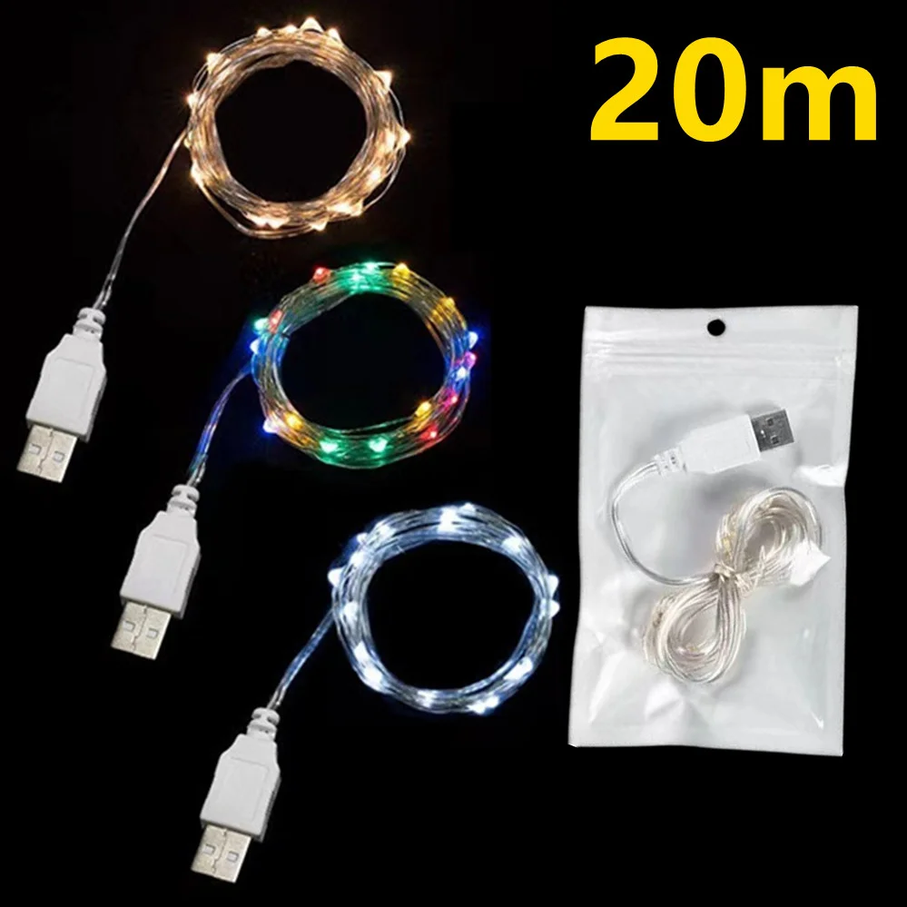 5/10/20M USB LED Lichterketten Kupfer Silber Draht Girlande Licht – Bild 2
