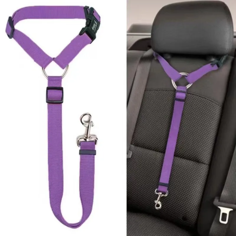 Einfarbig Zwei-in-one Haustier Auto Sitz Gürtel Nylon Blei Leine – Bild 2
