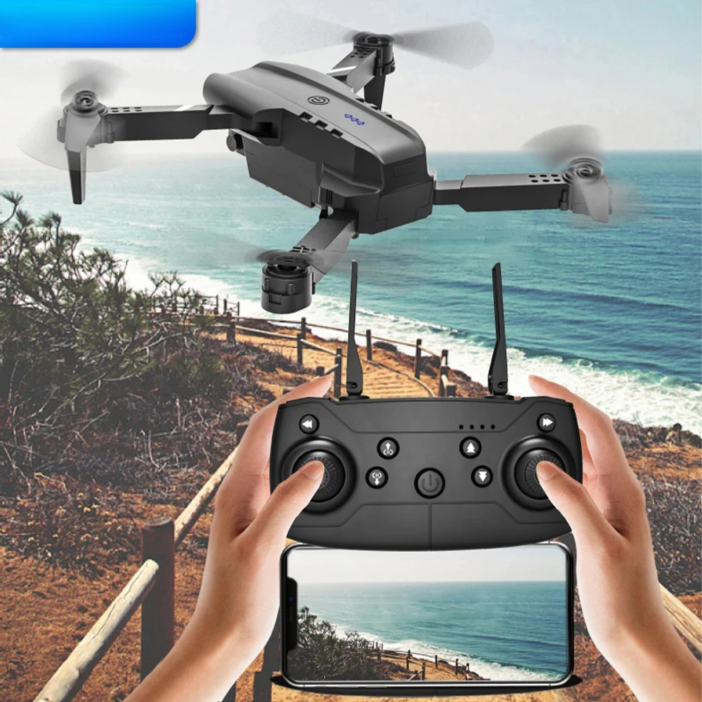 E99 Folding Drone Quadcopter Fernbedienung Griff Vier Achsen Flugzeug – Bild 3