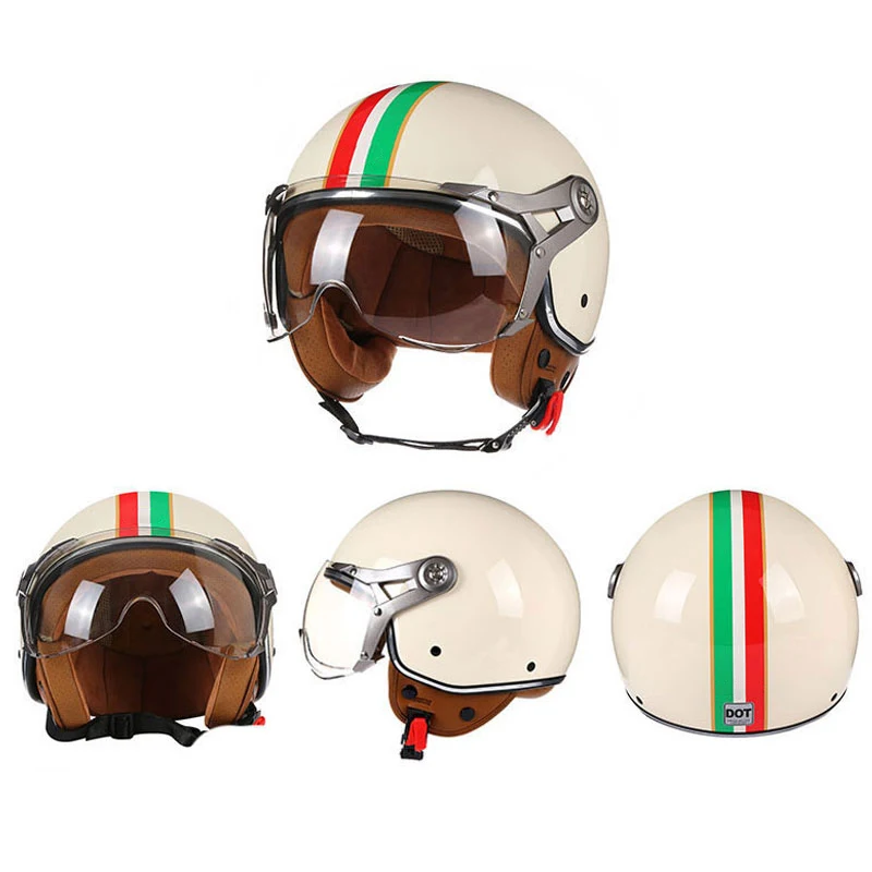 Open Face 3/4 Motorrad Helm Retro Motorrad Helme Vintage Chopper – Bild 6