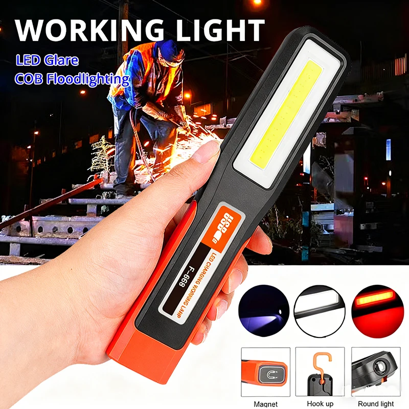 Leistungsstarke LED-Arbeitsleuchte mit Magnetbeleuchtung, Taschenlampe, Auto, Garage, Mechaniker, Lampe