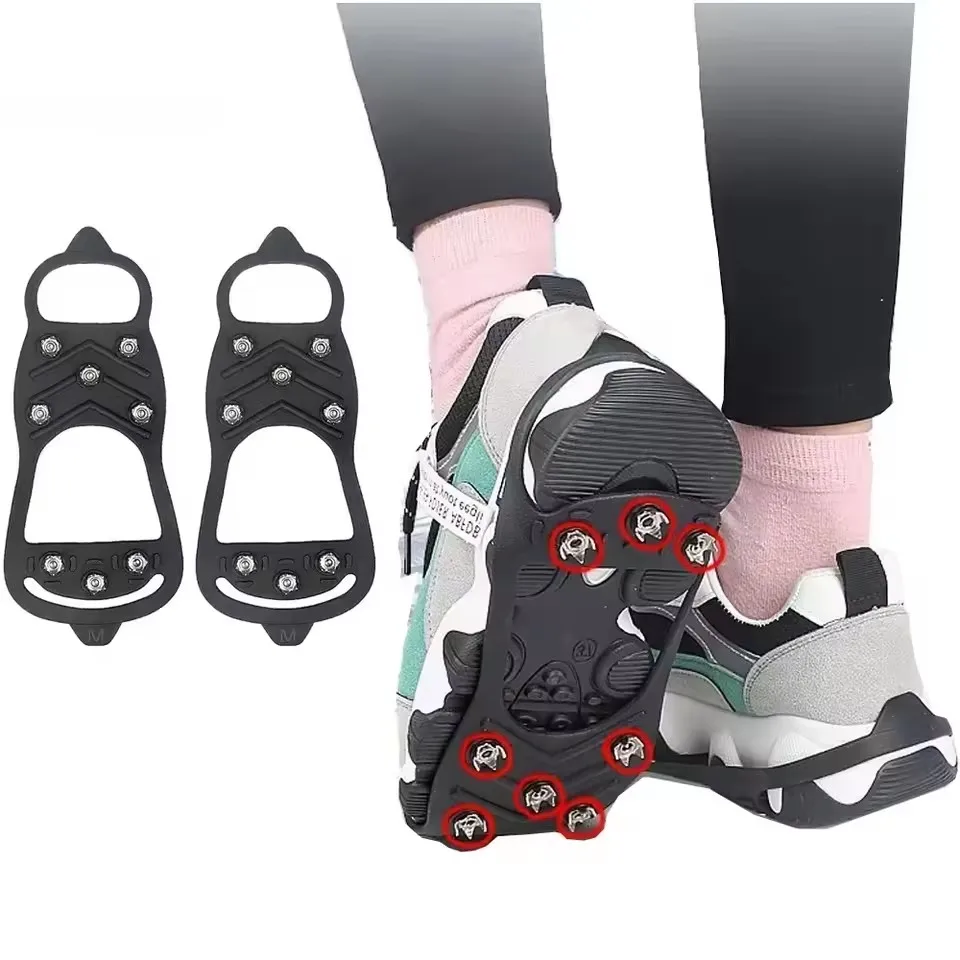 8 Zähne Eisgreifer Spike Schuhe Winter Outdoor Anti-Rutsch Wandern – Bild 3