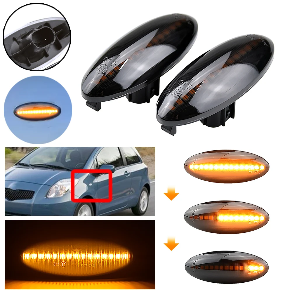 1 paar LED Auto Dynamische Seite Marker Blinker Licht Für Toyota Yaris COROLLA Auris Mk1 E15 RAV4 Mk3 Etios