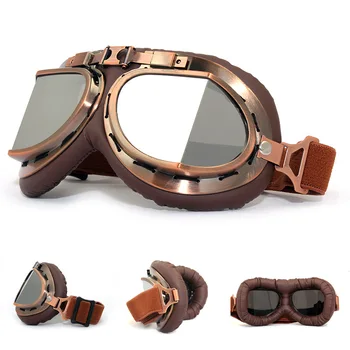 Vintage Leder Motorrad Dirt Bike Brille Pilot Motorrad Retro Jet Helm Brillen Brille Outdoor Sport Goggle