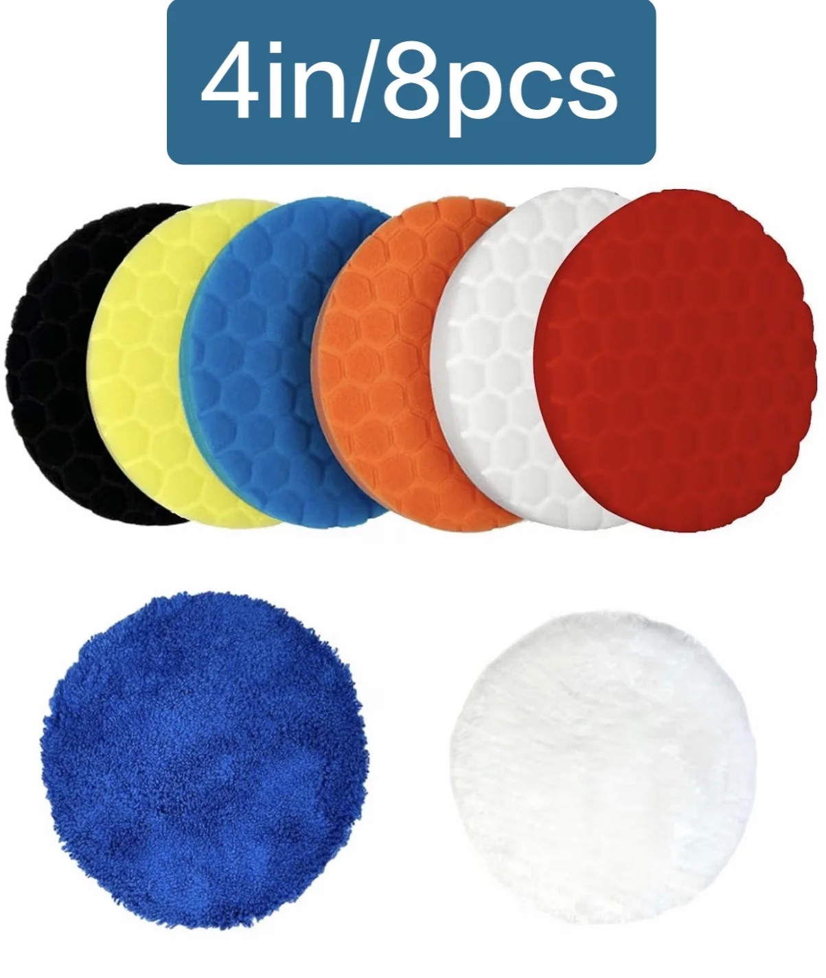 4/5/6 Zoll 8-teiliges Auto-Polierpad-Set, selbstklebende Polier- und Wachsschwämme, Wollpolierpads