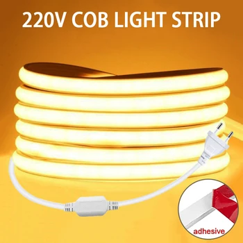220V LED-Band Selbstklebend Hochhelle COB LED-Streifen für Raumbeleuchtung Flexibles LED-Band für Heim