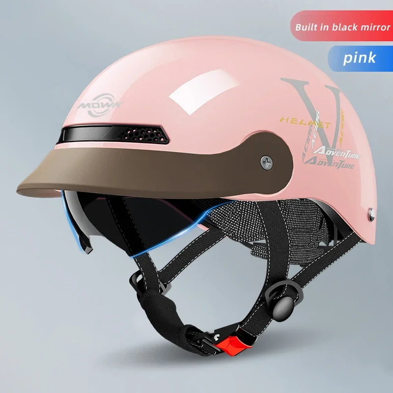 MOWK Motorrad Vintage Halbhelm Sommer Atmungsaktive Männer Frauen Elektrische Jet Scooter Jethelme