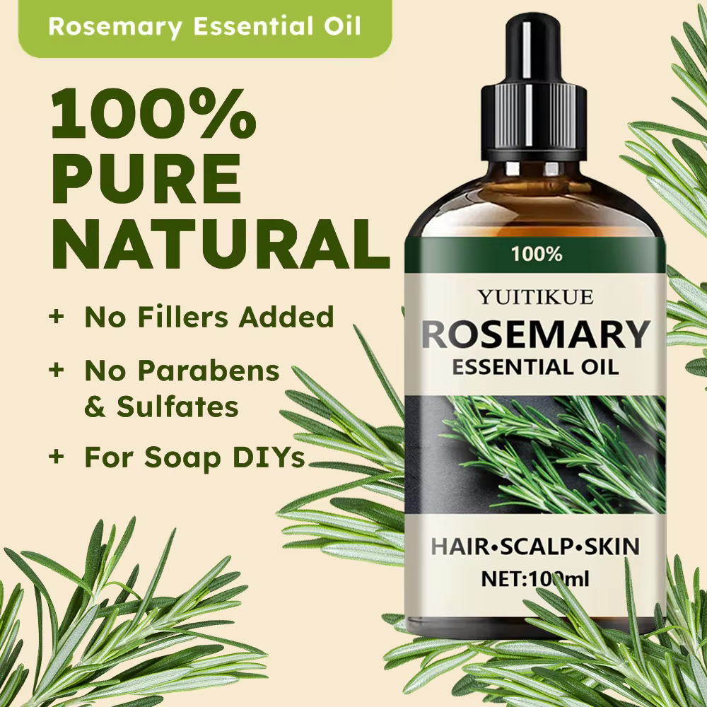 100 % reines ätherisches Rosmarinöl, geeignet für Haare, Kopfhaut und Haut, natürliches Aromatherapieöl