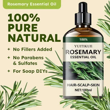 100 % reines ätherisches Rosmarinöl, geeignet für Haare, Kopfhaut und Haut, natürliches Aromatherapieöl