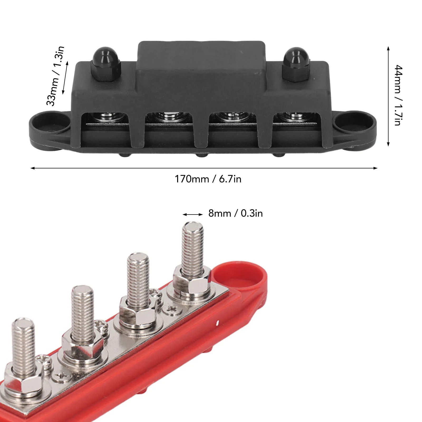 Stromverteilerblock Sammelschiene 48 V 250 A M8 Schraube 4 (2 Stück) – Bild 6