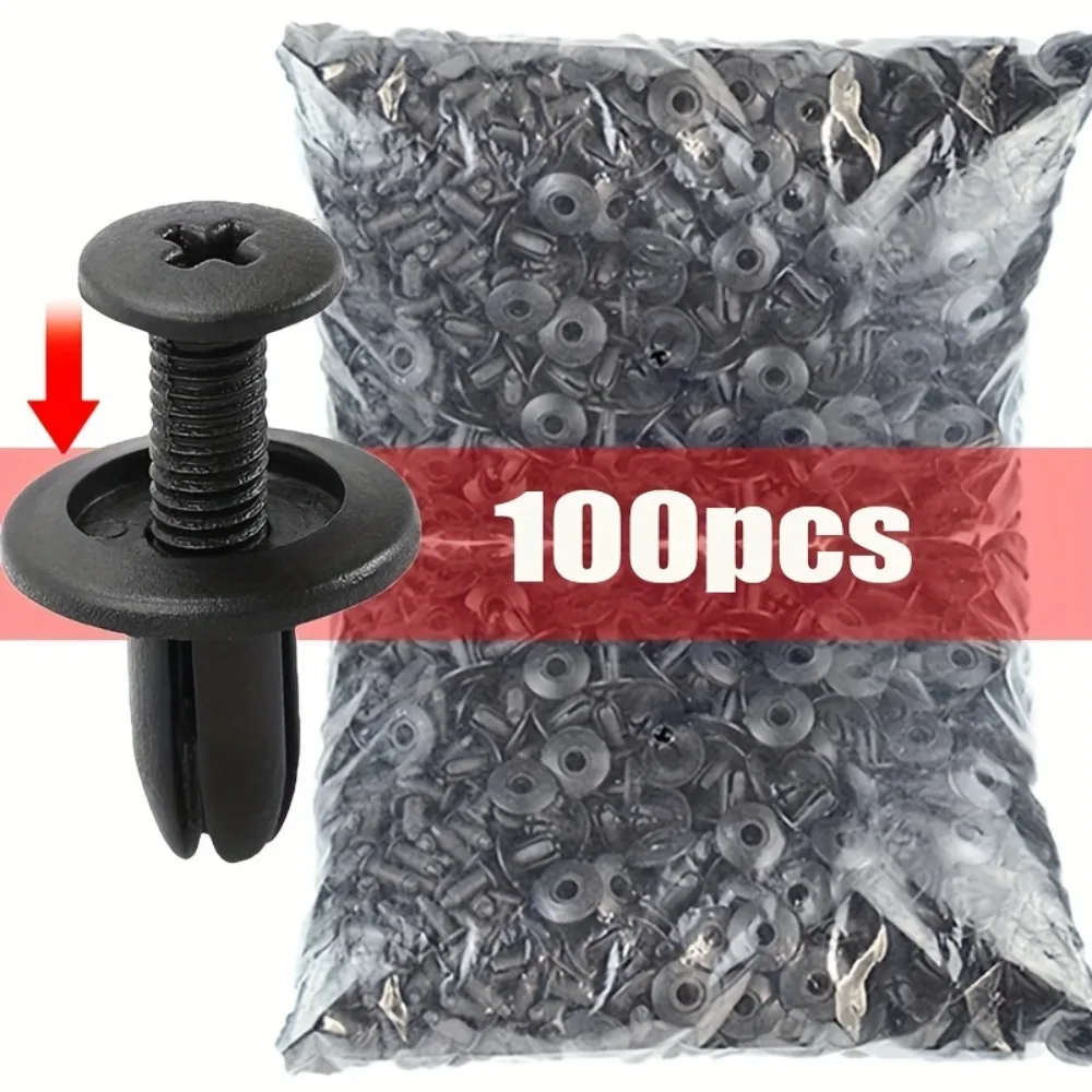 8mm Kunststoff Nieten Befestigungen Schraube Auto Stoßstange Kotflügel Schwarz Niet Auto Fastener (100 Stück)