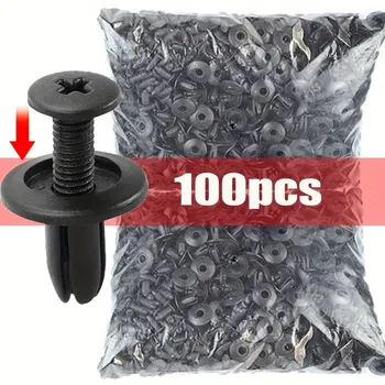 8mm Kunststoff Nieten Befestigungen Schraube Auto Stoßstange Kotflügel Schwarz Niet Auto Fastener (100 Stück)