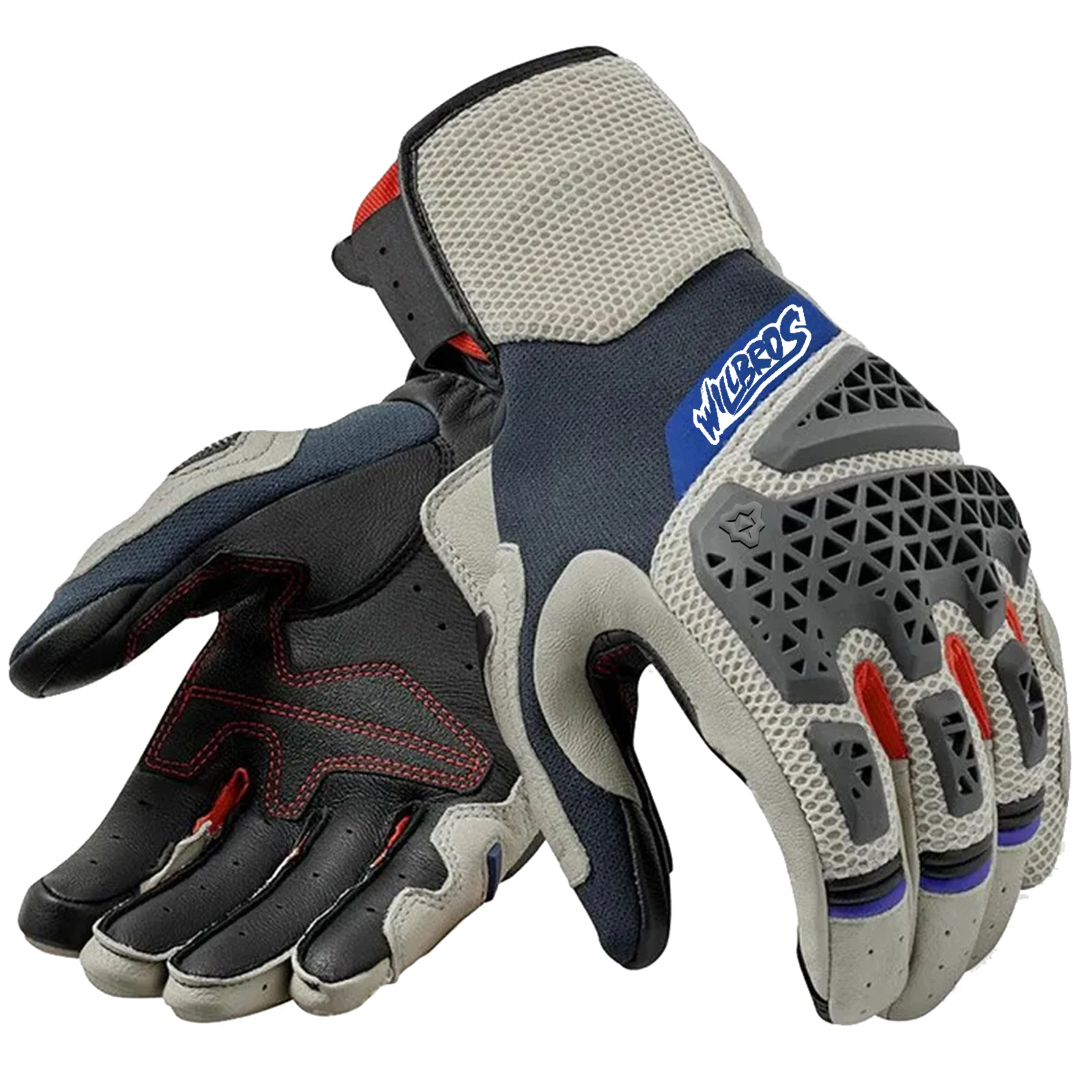 Motorrad-Touchscreen-Handschuhe aus Echtleder und Netzstoff für Rennsport, Motocross und Motorradfahren