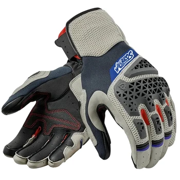 Motorrad-Touchscreen-Handschuhe aus Echtleder und Netzstoff für Rennsport, Motocross und Motorradfahren