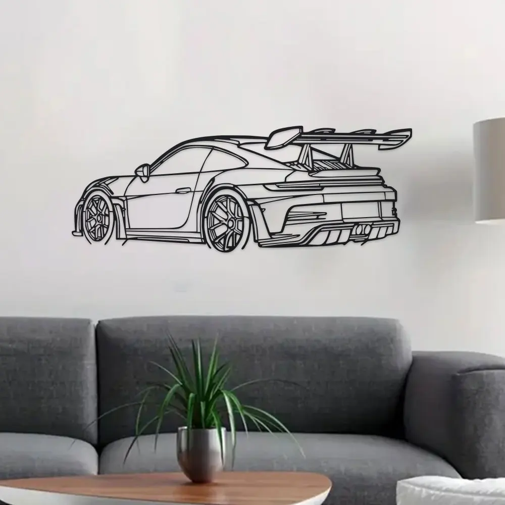 Auto-Wandkunst aus Metall - schwarze Metallschnitzerei, elegantes – Bild 6