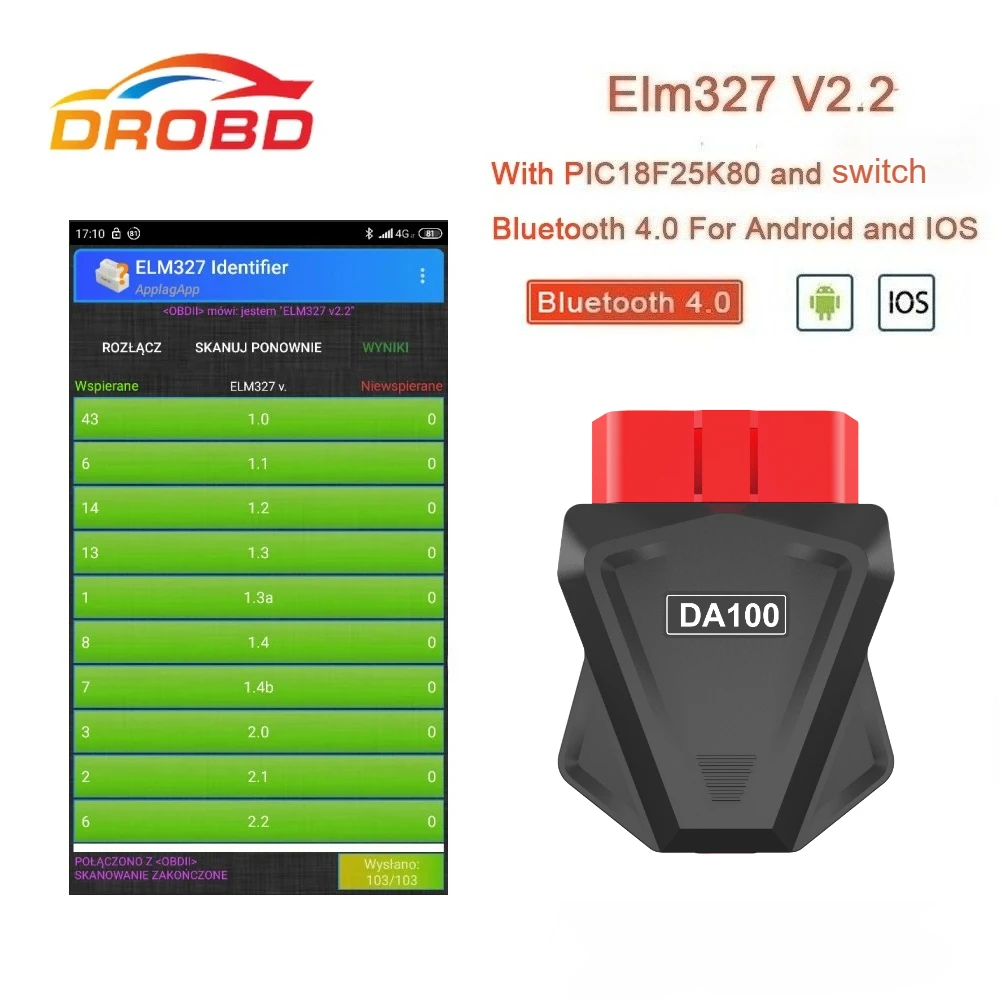 OBD2 ELM327 V 2,2 diagnose werkzeug PIC18F25K80 Bluetooth 4,0 scan tool besser als ulme 327 V 1,5 auto