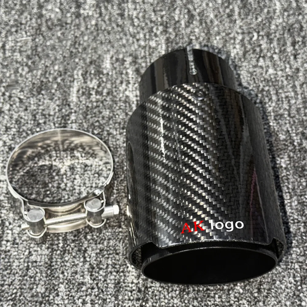 Auto-Tuning Einzelauspuff-Endrohr Schwarz Glänzend Carbonfaser – Bild 4