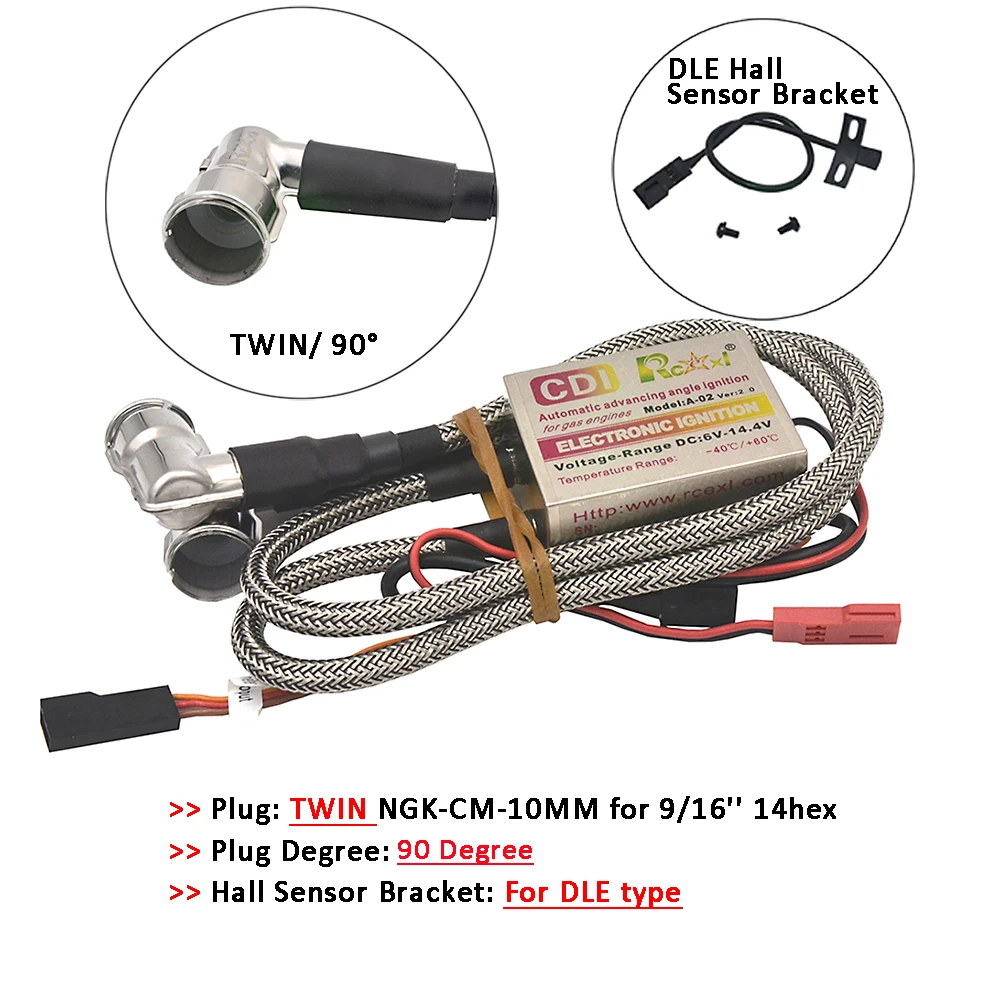 Rcexl CDI Zündung Einzel- und Doppelzündkerzen CM6-10mm 90/120 – Bild 4