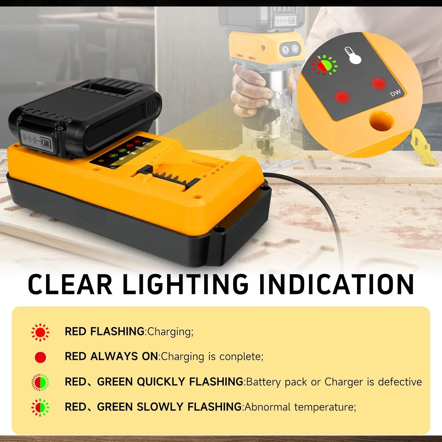90 W schnelles Dual-Akku-Ladegerät, Ersatz für Dewalt 18 V 20 V – Bild 4