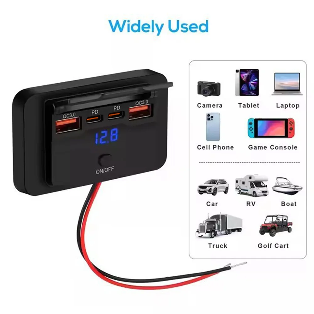 4-Port USB-Autoladegerät 12V Schnellladung PD 30W/15W Typ C QC 3.0 – Bild 6