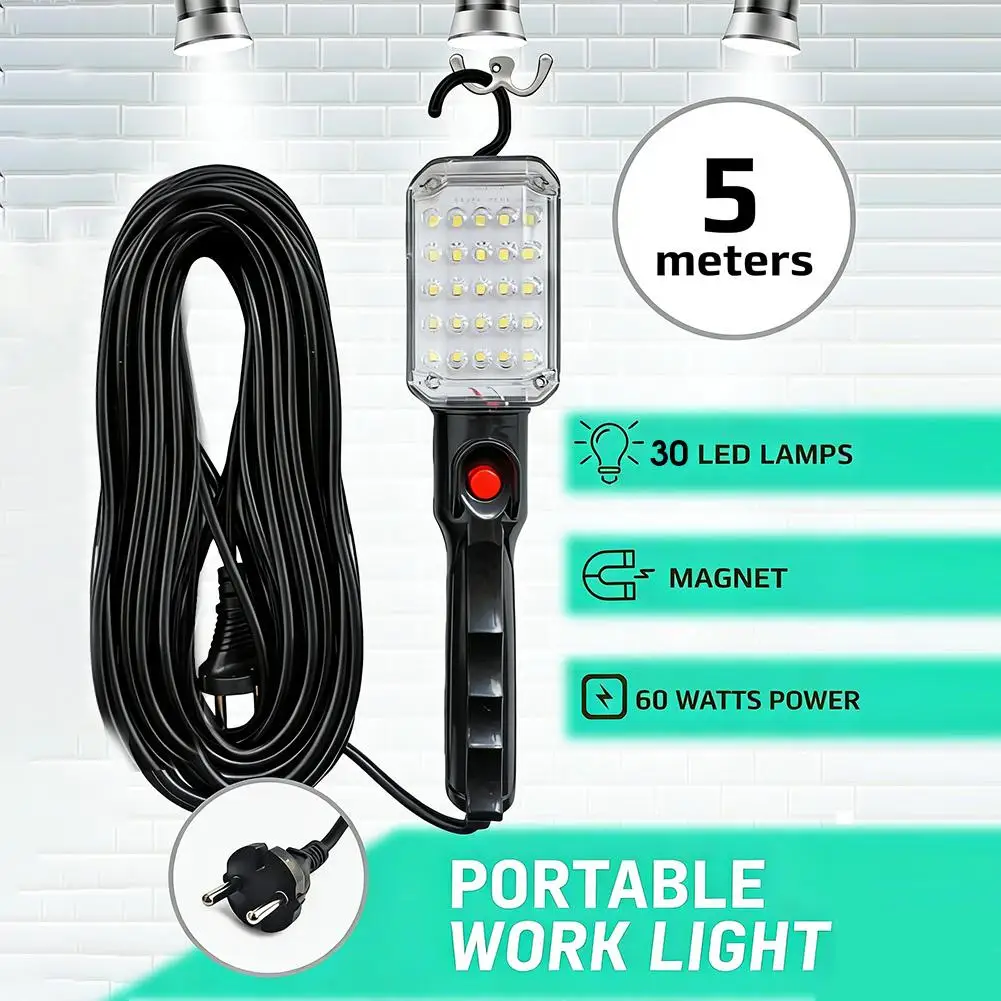 5M Tragbare LED-Arbeitsleuchte mit Magnetfuß & Haken 220V – Bild 3
