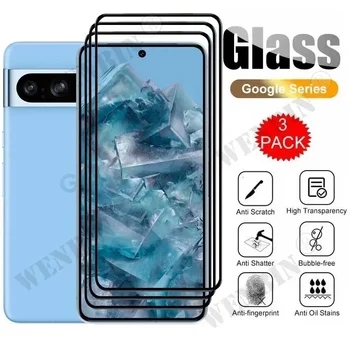 Gehärtetes Glas für Google Pixel 11 10 9 8 7 6 Pro XL 7A 5A 3 XL gebogener, vollflächiger (3 Stück)