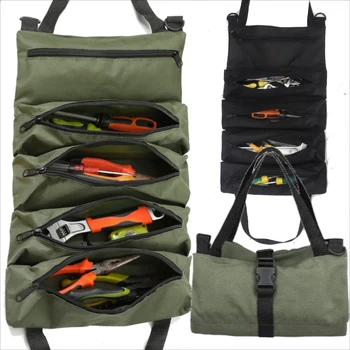 Robuste, aufrollbare Werkzeugtasche - Multi-Tool-Organizer aus Oxford-Stoff, All-in-One-Garageaufbewahrung
