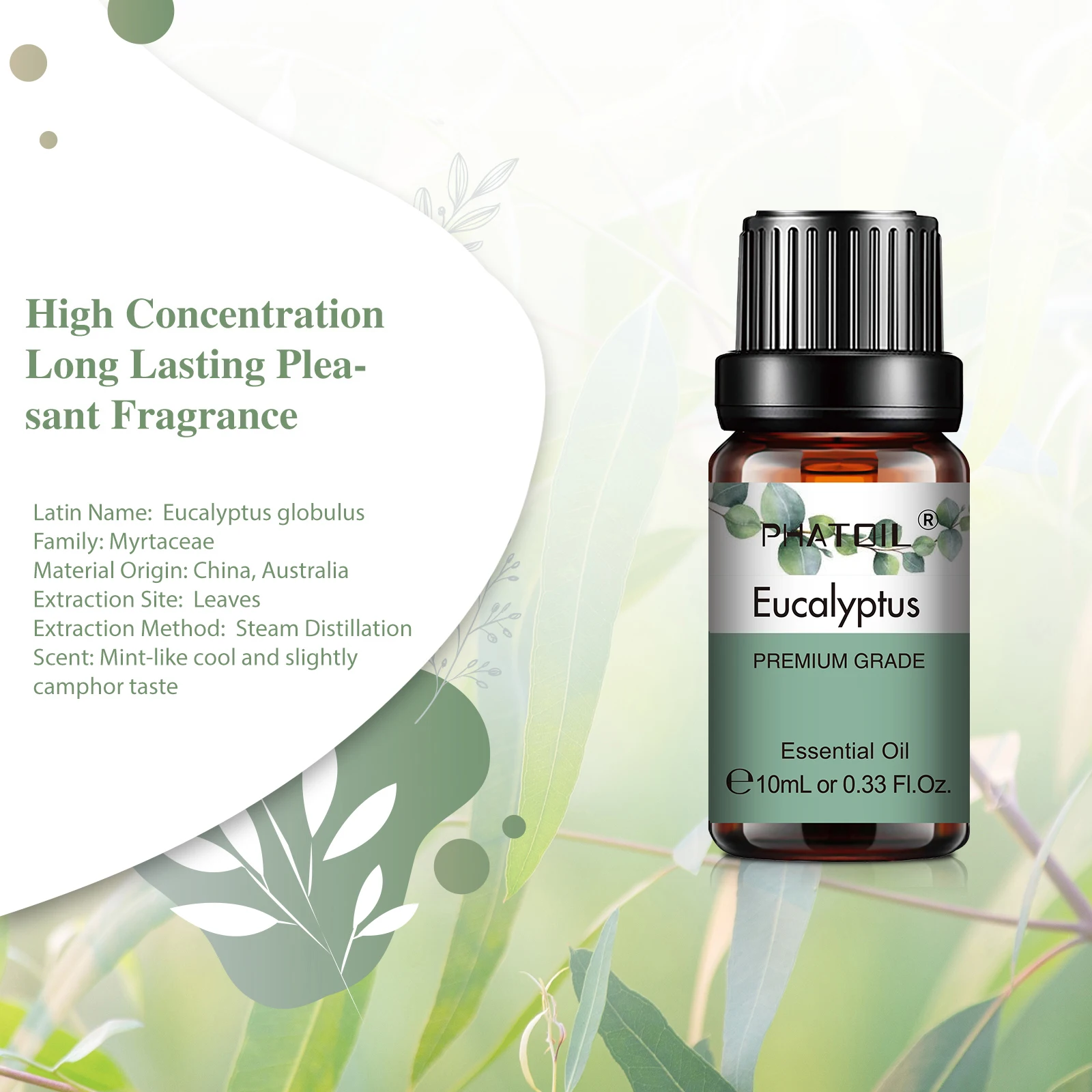 PHATOIL Natürliches ätherisches Pflanzenöl 10 ml Eukalyptus Lavendel – Bild 3