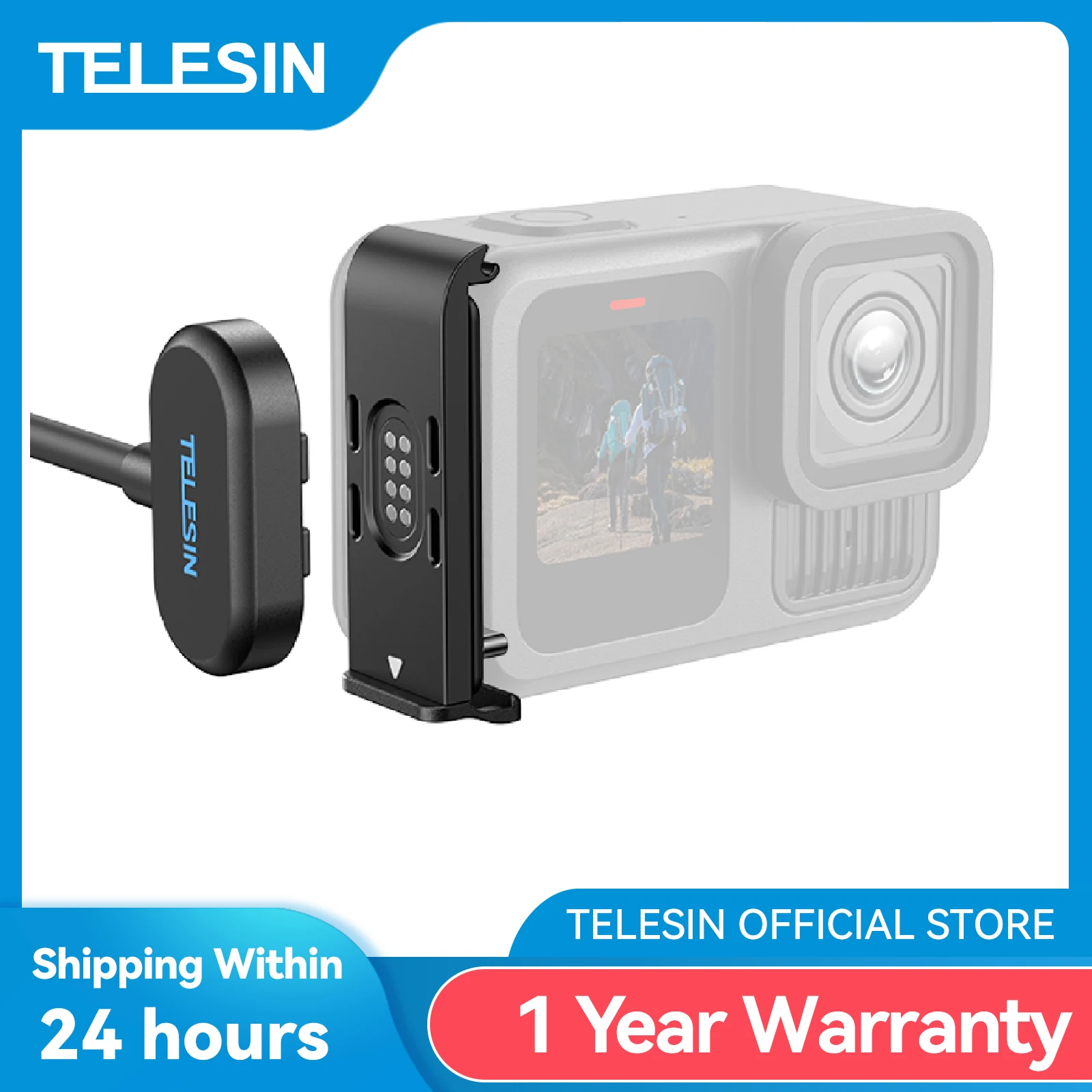 TELESIN Magnetisches wasserdichtes Lade-Seitenabdeckungs-Kabel-KIT für Gopro Hero 9, 10, 11, 12, 13