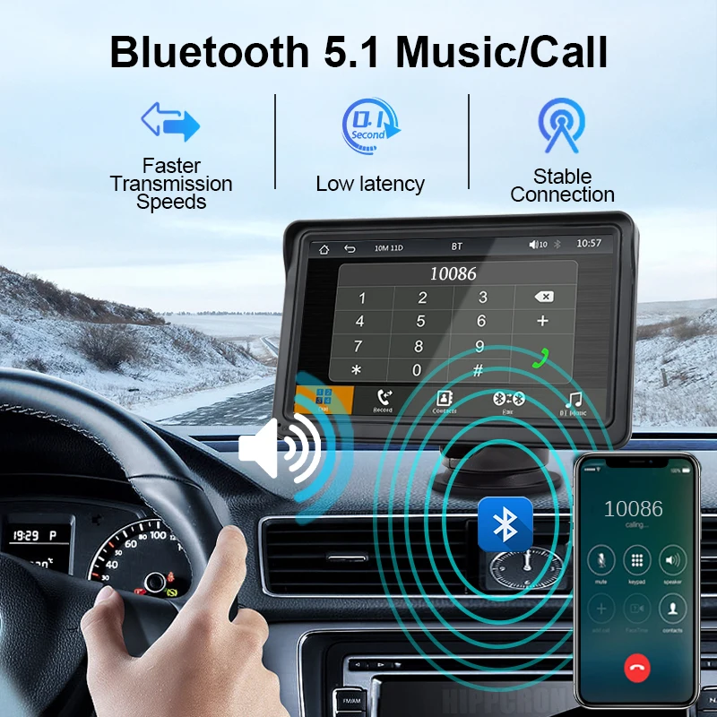 Hippcron 7 Zoll Autoradio Multimedia Videoplayer Drahtloses Carplay – Bild 4