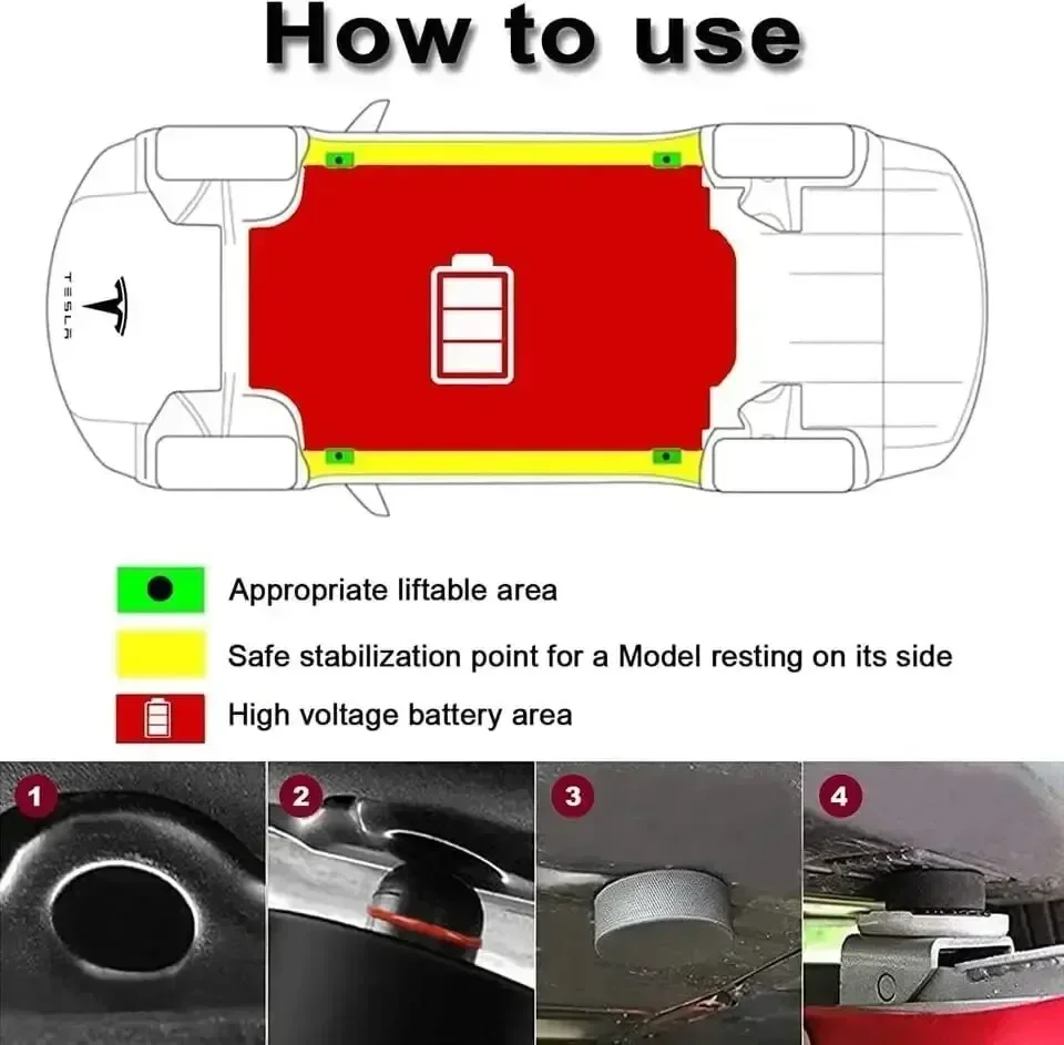 4er-Pack Fahrzeugreparaturwerkzeuge für Tesla Silikon Jack Lift Pad – Bild 5