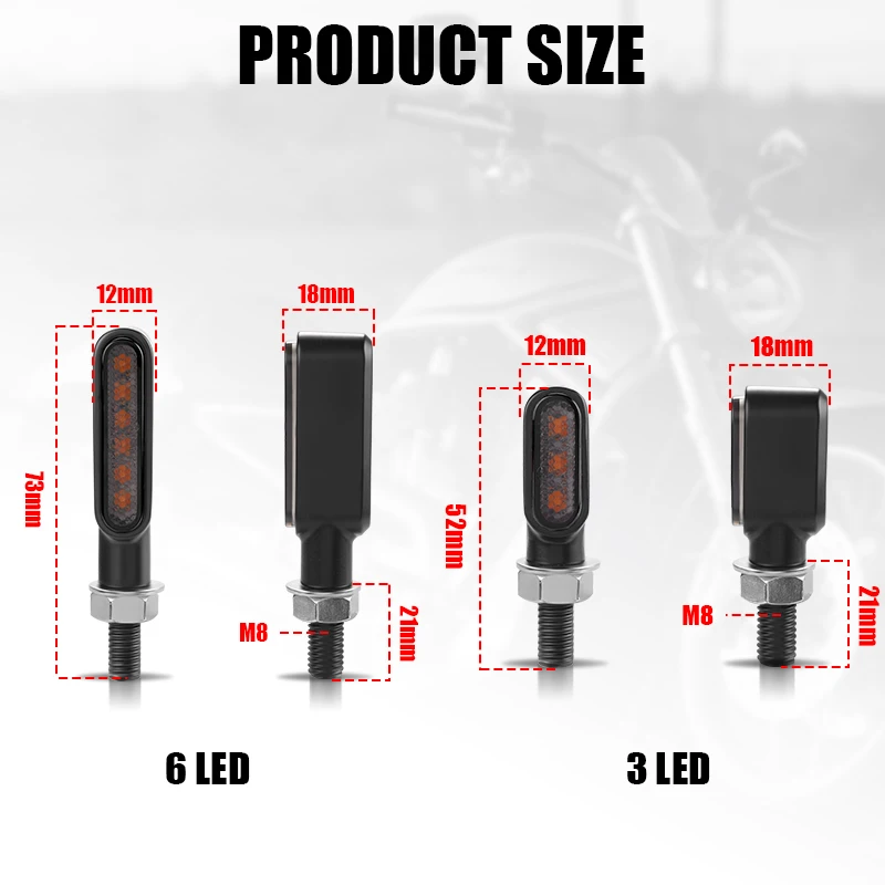 8mm Mini LED Motorrad Blinker Anzeigeleuchte Blinkerleuchte Clignotant – Bild 4