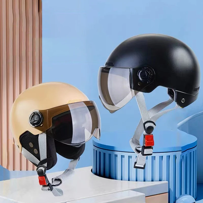 Halbhelm für Erwachsene mit Schutzbrille für Motorrad und Fahrrad – Bild 3