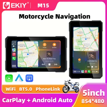 EKIY 5,0 Zoll Wireless CarPlay Moto Android Auto Tragbare Digitale Motorrad Armaturenbrett GPS Navigation