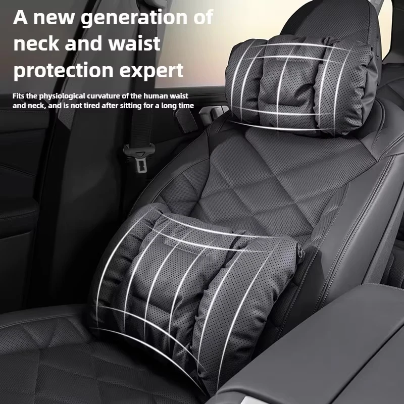 Napa-Leder Auto-Kopfstütze Nackenstütze Sitz-Lendenkissen – Bild 4