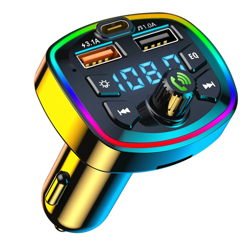 Auto Bluetooth 5,0 FM Sender Wireless Adapter Mic Audio Receiver Auto MP3 Player 2,1 A Dual USB Schnelle