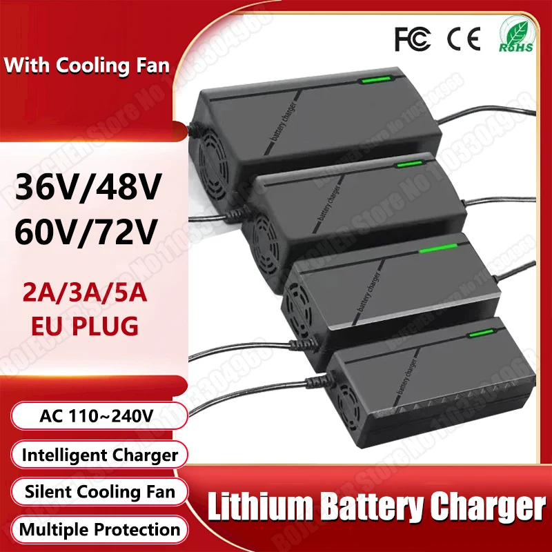 36V 48V 60V 72V Ladegerät 2A 3A 5A 10S 13S 16S 20S Li-Ion Akku 42V 54,6V 67,2V 84V Ebike Intelligente Schnelle