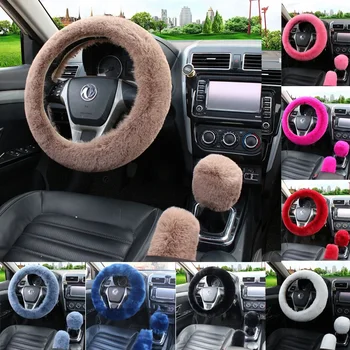 Männer Frauen Warme Plüsch Auto Lenkrad Abdeckung Winter Universal 36 cm Weichen, Flauschigen Handbremse Shift